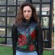 Biker Jacket Leather Hand-painted Big Red Roses