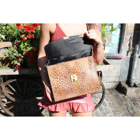 American Black Leopard print Leather Bag | Leather Bags
