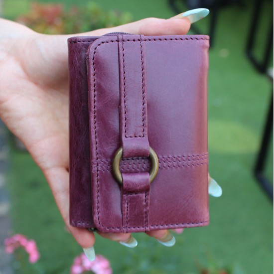 Small Ring Wallet in Purple Leather