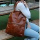 Michelle Extra Large Tan Foldover Crossbody Bag 
