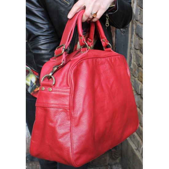 Jackie Retro Gym Bag Red Leather