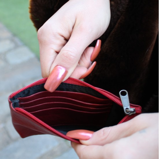 Purse with Card Spaces inside Red