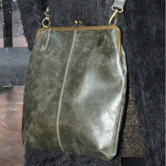 Malaga Large Olive Clipframe Handbag Purse