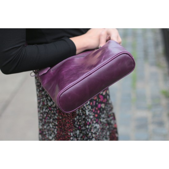 Marina Slanted Crossbody Purple Leather Bag