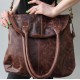 Michele Foldover Flapover Brown Scrunchy Leather Bag