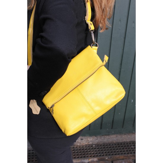 Mini Amelie Yellow Leather Foldover Bag