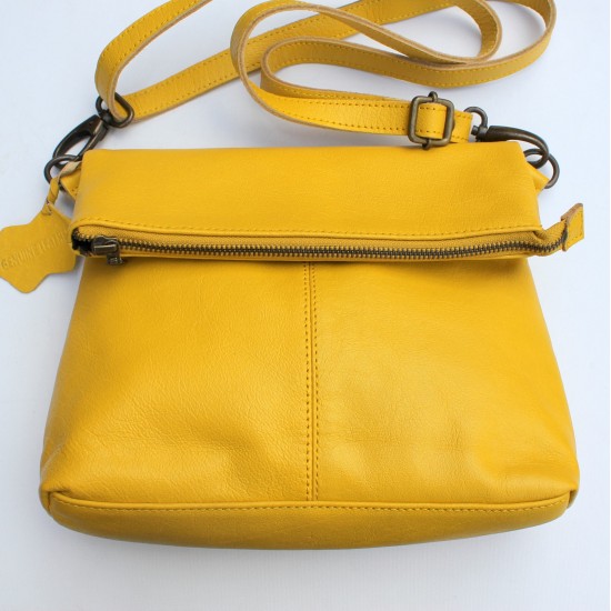 Mini Amelie Yellow Leather Foldover Bag