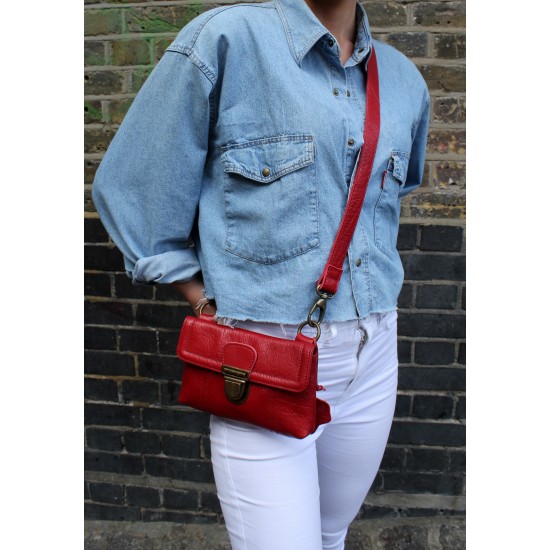  Jilly Mini Red Leather Hip bag