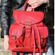 Rucksack Small Pocketed Red Leather