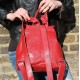 Rucksack Small Pocketed Red Leather