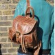 Rucksack Pocketed Small Tan Scrunchy Leather