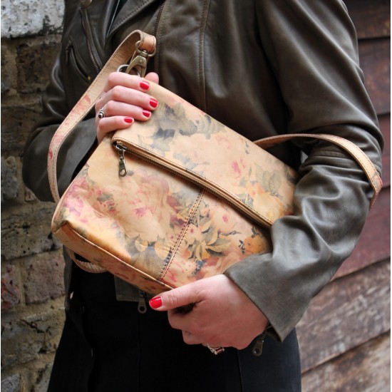 Mini Amelie Foldover Floral Leather Bag
