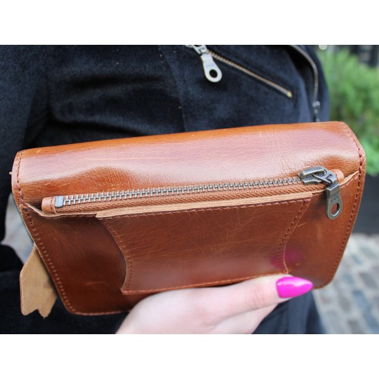 Scottish Bumbag Smooth Tan with Belt and Strap Leather