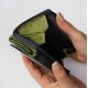 Leather Navy Apple Green Trifold Wallet