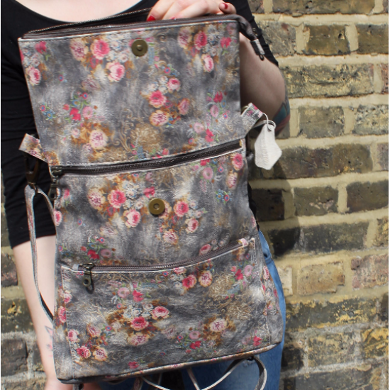 Amelie Backpack Convertible Floral print no 21 Leather