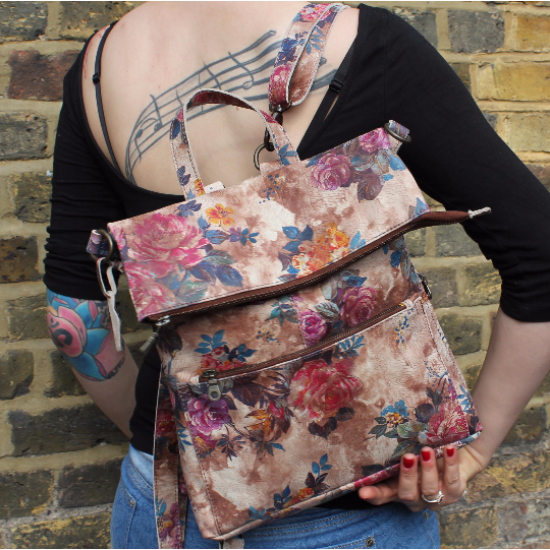 Amelie Backpack Convertible NO 14 Floralprint Leather