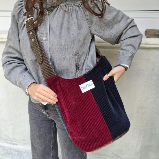 Ashbury Patchwork Corduroy Hobo Bag
