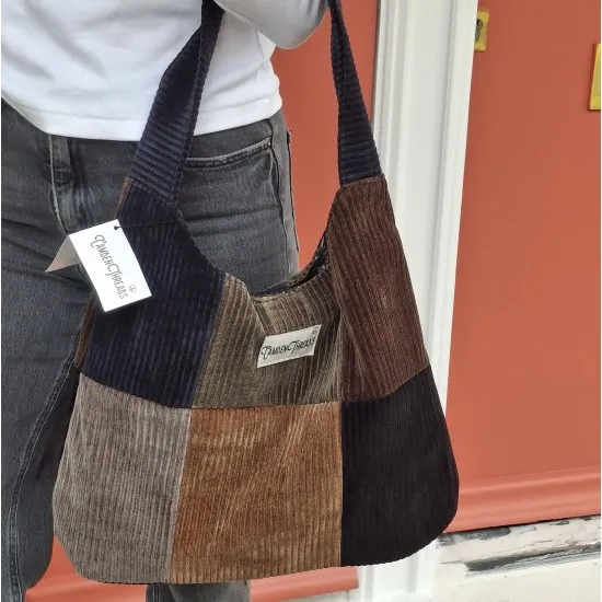 Hobo patchwork corduroy handbag