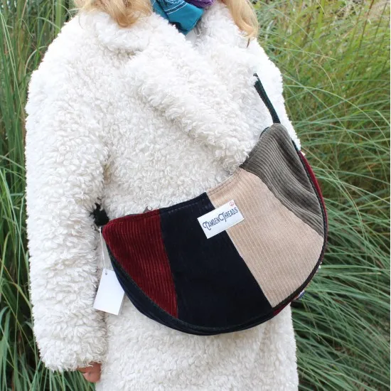 Bobby large cord red black cream grey