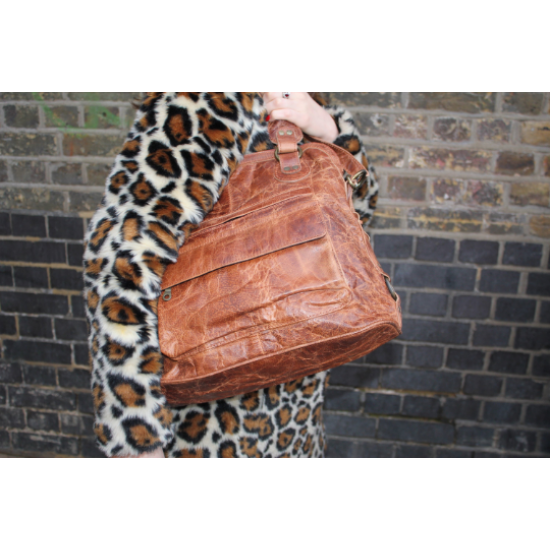 Pamela Tote Bag Tan Scrunchy Leather Bag
