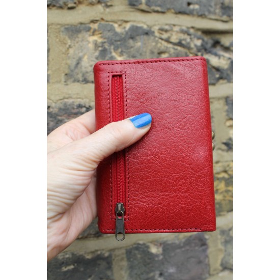 Evanna Small Clipframe Wallet Red Leather