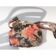 Evanna Clutch Bag Black and red Floral Leather 