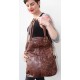 Michele Foldover Flapover Brown Scrunchy Leather Bag