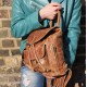 Rucksack Pocketed Small Tan Scrunchy Leather