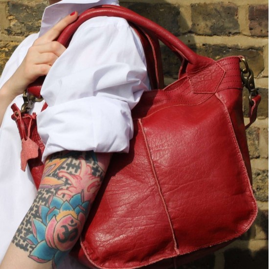 Bach Small Tote Bag Red Leather