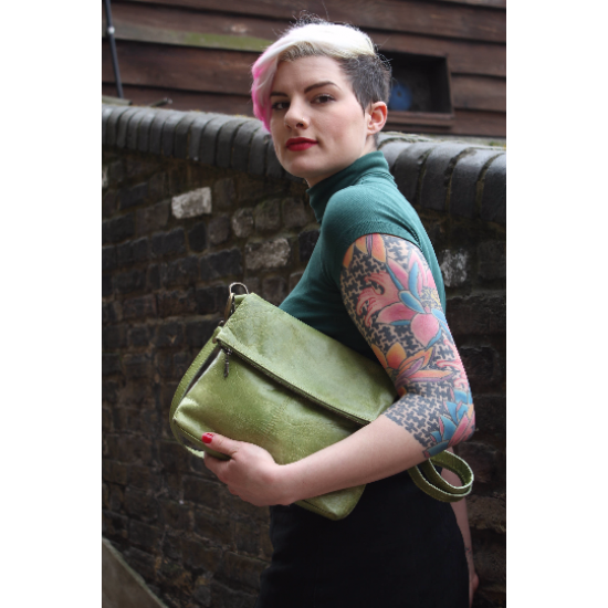 Mini Amelie Foldover Apple Green Leather Bag