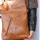 Amelie Crossbody Messenger Bag Tan Leather