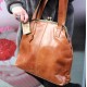 Maya Large Top Clip Tan Leather Handbag 