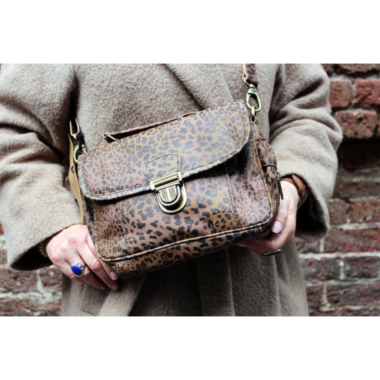 Funky leopard print leather bag