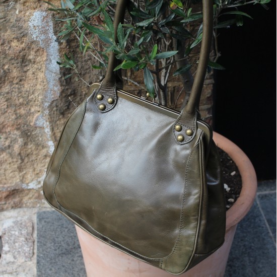 Perpetua Olive Green Top clip Handbag