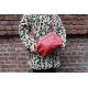Layla Top Clip Red Leather Handbag Purse