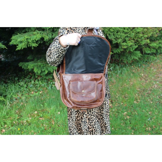 Saddle Bag Large Brown Distressed Leather