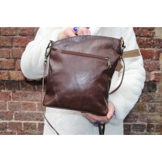 Marina Dark Brown Leather Cross body Handbag