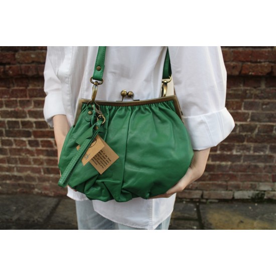 Christina Green Gather Clasp Bag