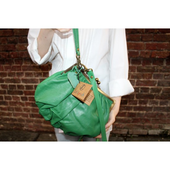 Christina Green Gather Clasp Bag