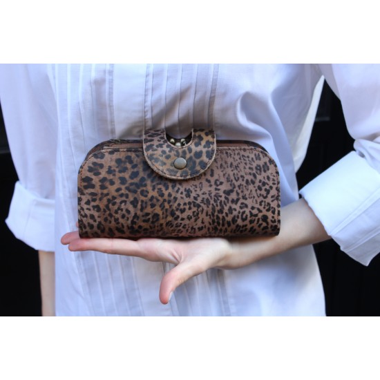 Big Fat Leopard Print Leather Wallet