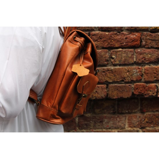 Rucksack Tan leather Pocketed 