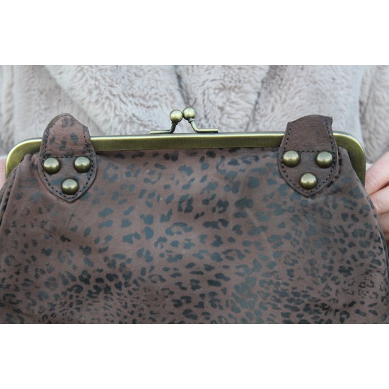 Perpetua Leopard Print Top Clip Large Handbag