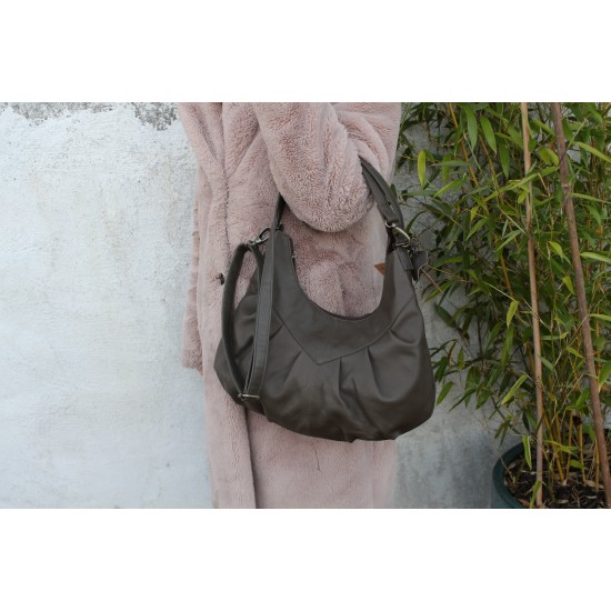 Geneva Dark Olive Hobo Soft Leather Slouchy Bag