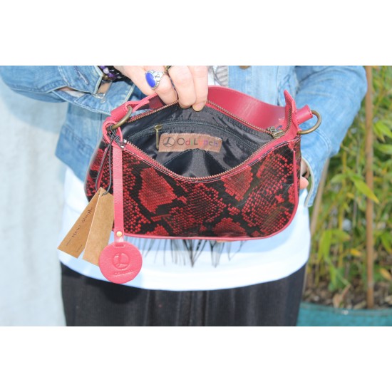 Manchester Red Snake print Baguette Bag