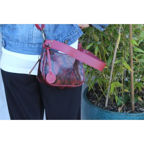 Manchester Red Snake print Baguette Bag