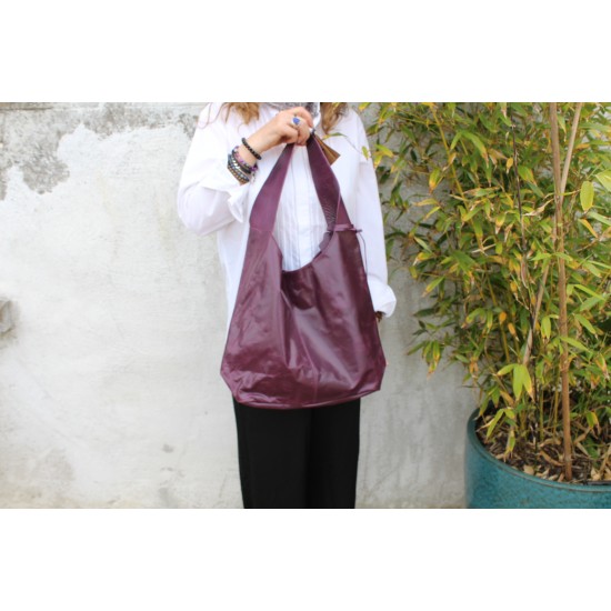 Beach Purple Leather Hobo