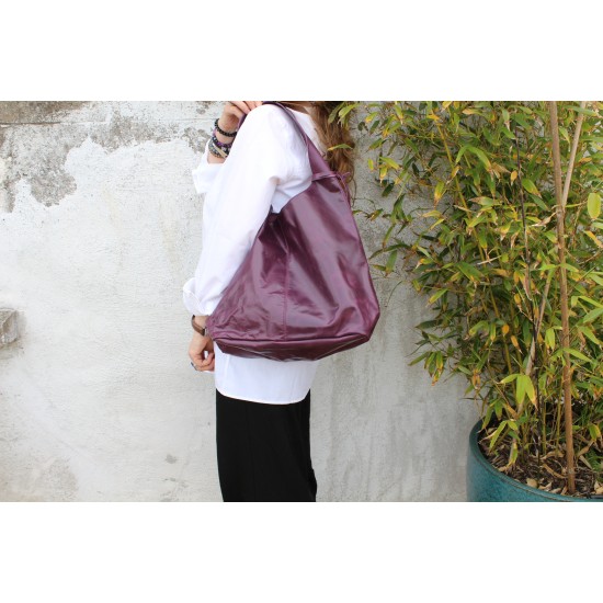 Beach Purple Leather Hobo