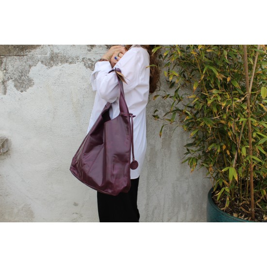 Beach Purple Leather Hobo
