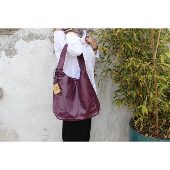 Beach Purple Leather Hobo