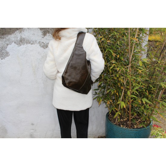 Beach Hobo Dark Green Leather Bag